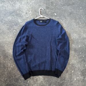 Vintage Calvin Klein Sweater Mens L Blue Pullover Sweatshirt Italian Wool Blend